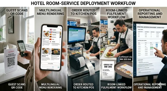Hotel room service ordering workflow